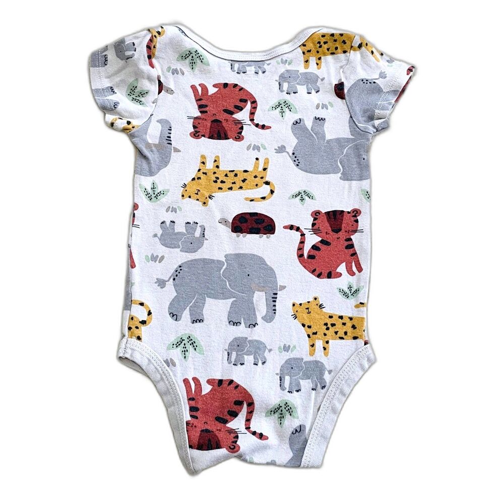 Gerber Baby Boy Safari Animal Short Sleeve Onesie Cotton Snap Closure 6-9m